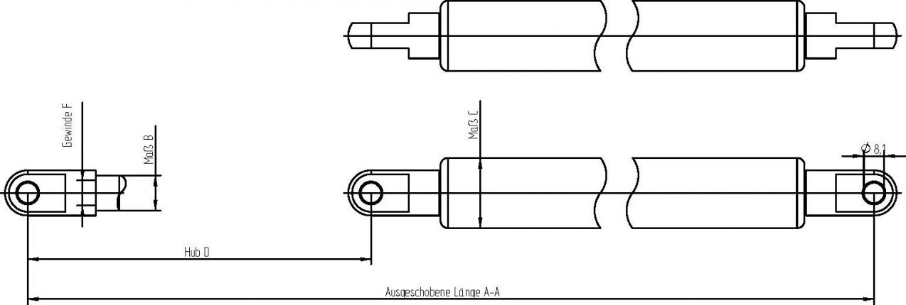 アイ付きガススプリング - 404429.001 - ガススプリング
