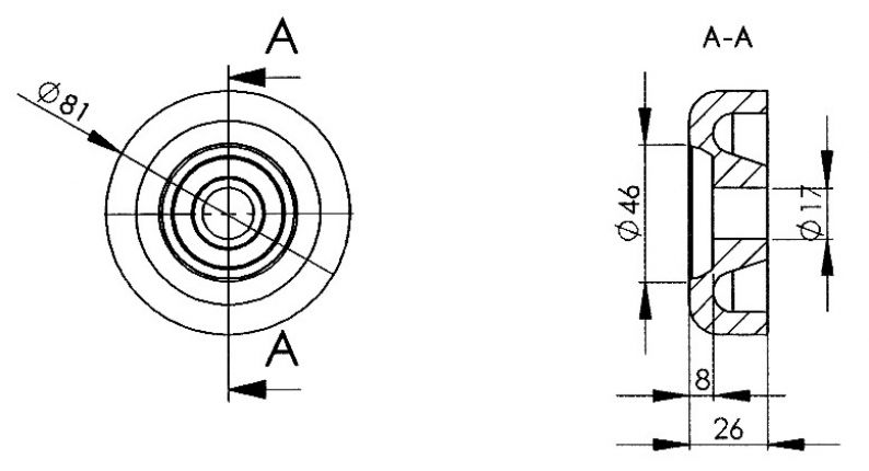 キールローラー用エンドキャップ - 402809.027 - ボートトレーラー